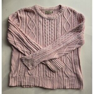 Vintage Y2K LL Bean cotton pullover aran fisherman sweater women's XL
